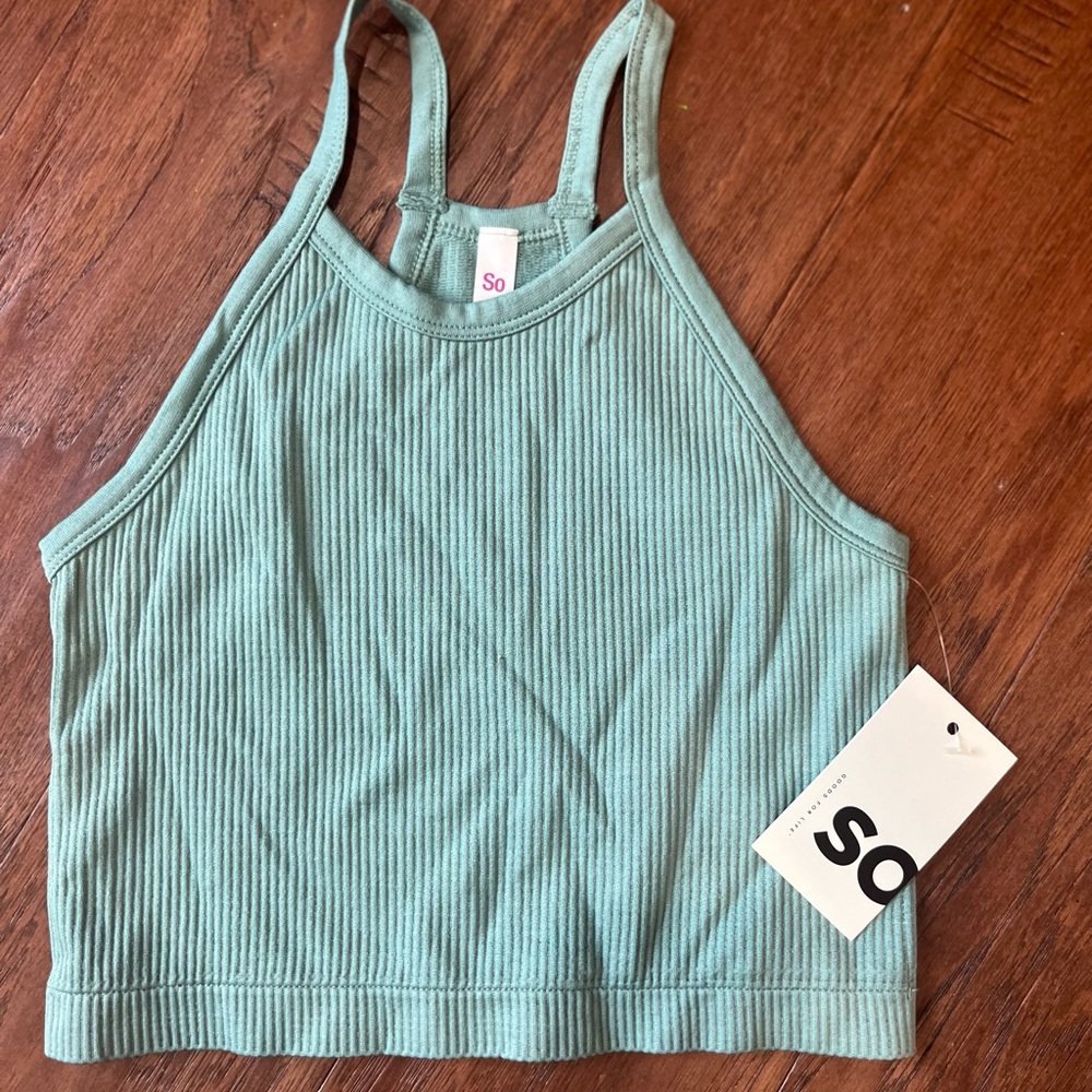 High neck cropped tank